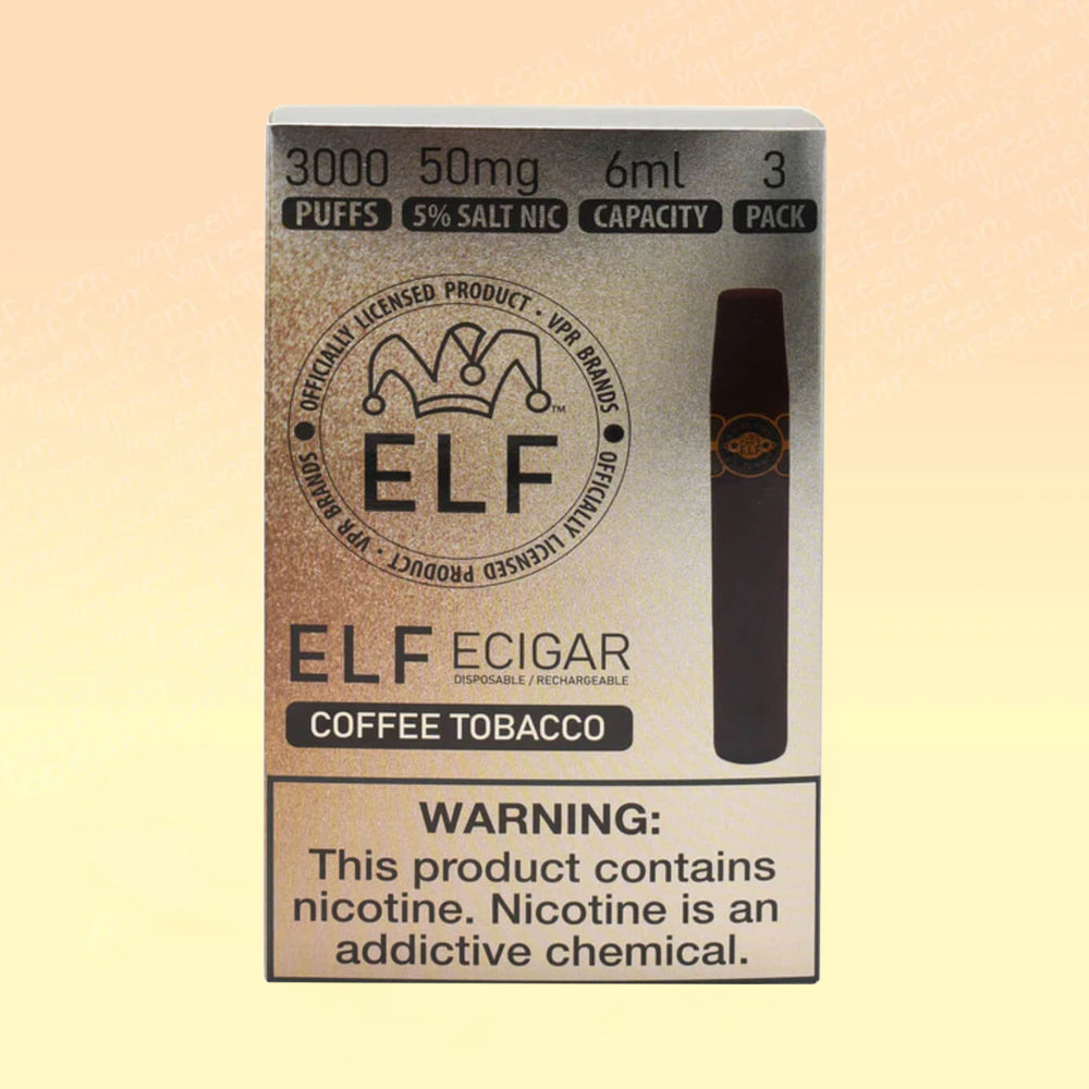 Elf Cigar Vape Disposable w/ 3000 Coffee Tobacco Puffs Elf Cigar Vape Disposable w/ 3000 Coffee Tobacco Puffs